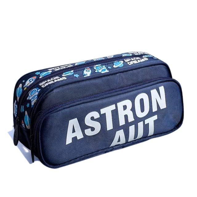 Image of DEOXY Canvas Big Capacity Pencil Pen Case Office College School Large Storage High Capacity Bag Pouch Holder Box Organizer Light Blue (Astronaut)