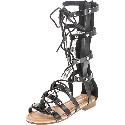 Forever Link Alyssa-16K Girl's Mid-Calf Back Zipper Gladiator Lace Up Flat Sandals