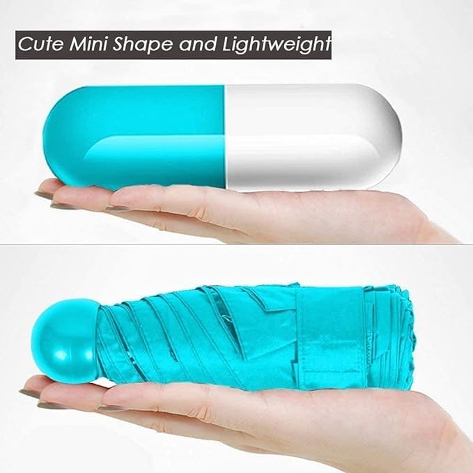Image of Capsule Umbrella UV Protection Tablet Umbrella For Rain Windproof & Sun Protection Features, Double Layer 5 Folding Automatic Open Compact Capsule Case For Men Women Kids