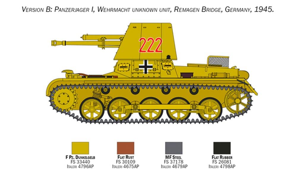 Italeri 6577S 1:35 Ger. Panzerjäger I, Modellbau, Bausatz, Standmodellbau, Basteln, Hobby, Kleben, Plastikbausatz, detailgetreu, Panzer Bausatz, Militär, Mehrfarbig