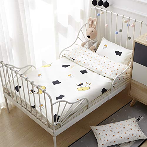 Meju Cow Milk Bottle 100% Cotton Duvet Cover 43" X 59" + Pillowcase 13" X19" Bedding Set With Zipper Closure For Baby Toddler Boys Girls Crib Bed Decoration Gift #TOP4