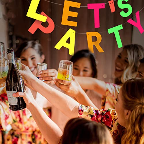 15Feet Let’s Party Neon Crepe Paper Banner Streamers Garland For Glow In The Dark Party Supplies And Decorations Uv Blacklight Reactive Party Favors For Happy Birthday 80'S Party Decorations #TOP5