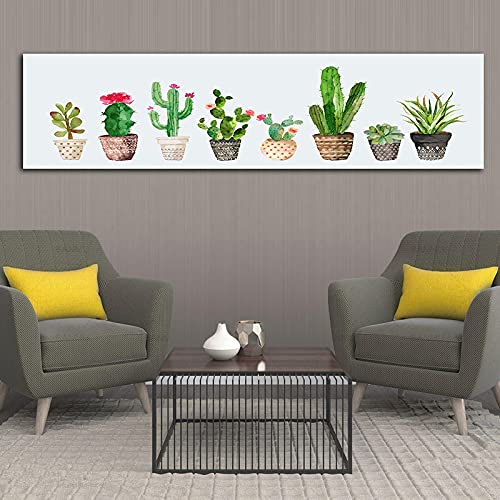 Toile plantes en pot d'art grand format pour habiller un mur vide de salon sans effort