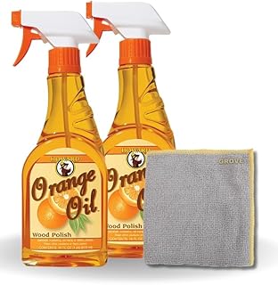 GROVE Orange Oil Wood Polish Spray 16 oz Bundle with Microfiber Cloth - Wood Oil for Furniture - Cleaner for Antiques, Cabinets, and All Wood Surfaces - Enhances Natural Beauty - (3 Items)