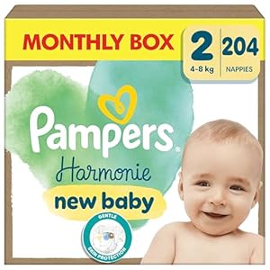 Pampers Harmonie Windeln Größe 2, 204 Windeln, 4kg-8kg, sanfter Hautschutz mit 100Prozent Pampers Schutz