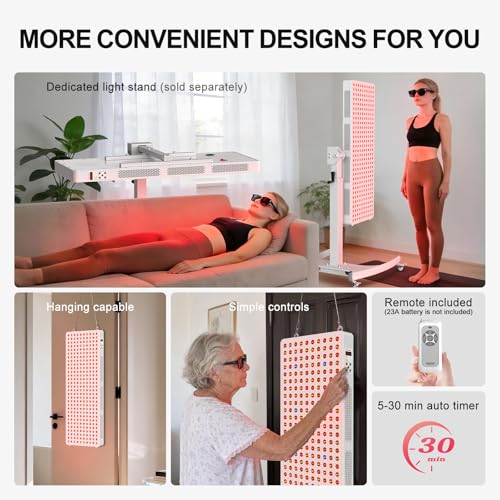 Image of BONTANNY Red Light Therapy Full Body Panel, 480 /630 /660 /810 /830 /850 /1060nm 7 Wavelengths Blue Red Near Infrared Light Device with 300 Dual Chip Clinical Grade LEDs, Remote Control, Timer, BO-1500