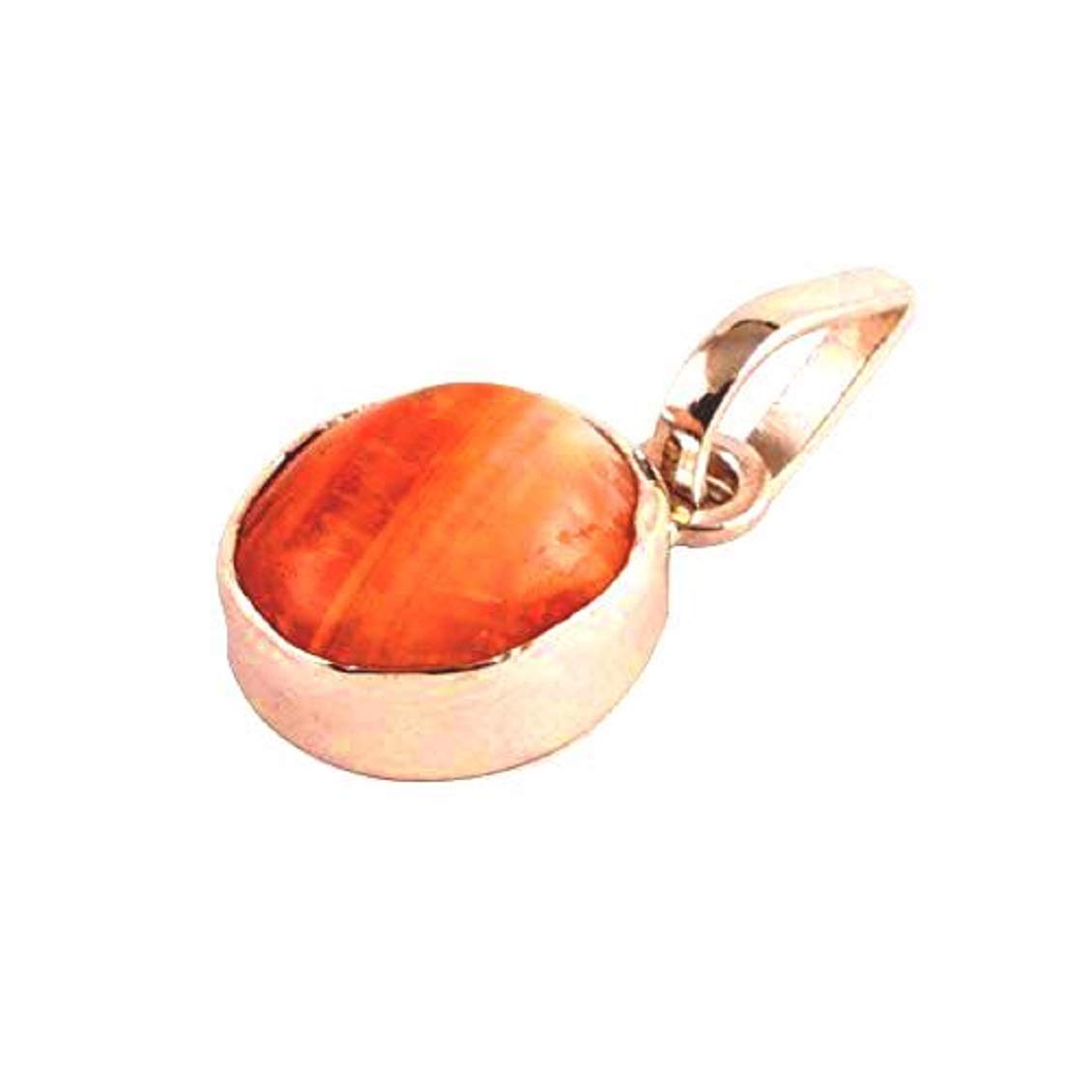 numeroastro Natural & Original Carnelian Gemstone Pendant In White Metal With Lab Certificate (Red | Orange) (7-7.5 Ct Approx) (1 Pc)