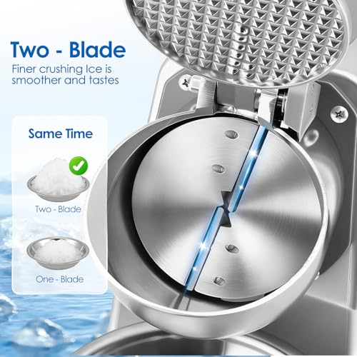 Ice Crusher, 380W Electric Ice Shaver Slush Machine, Dual Stainless Steel Blades, 85kg/Hour Snow Cone Maker for Slush, Cocktail, Cold Drinks, Ice Cream, Fruit Dessert,Iced Coffee,Home & Commercial Use - Image 4