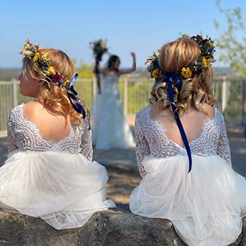 Image of Topmaker Flower Girl Dress for Toddler Baby Girls,Lace Tulle Dress for Wedding,Birthday Party,Photoshoot,Special Occasion