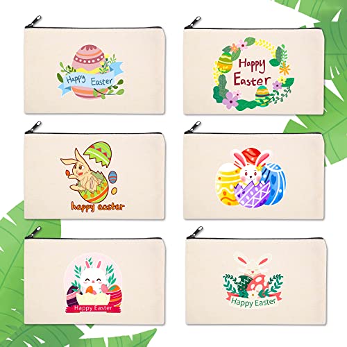 Visbouble VS-PP-002-6PCSS-BEIGE 6 Pack Blank Craft Diy Canvas Makeup Bag thumb #1