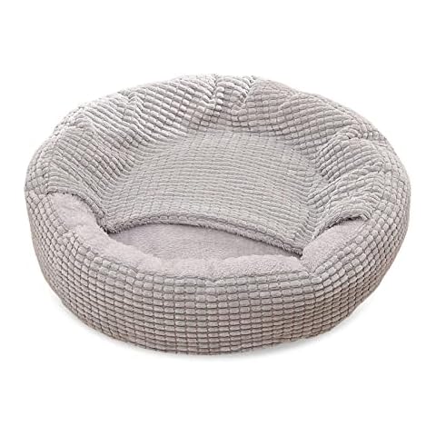 PETCUTE Hundebett kleine Hunde,Katzenbett, Hundebett Grosse Hunde,Rundes Plüsch Hundekissen,Waschbar Haustierbett für Katzen Hunde,Hundebetten mit rutschfeste Unterseite Cover
