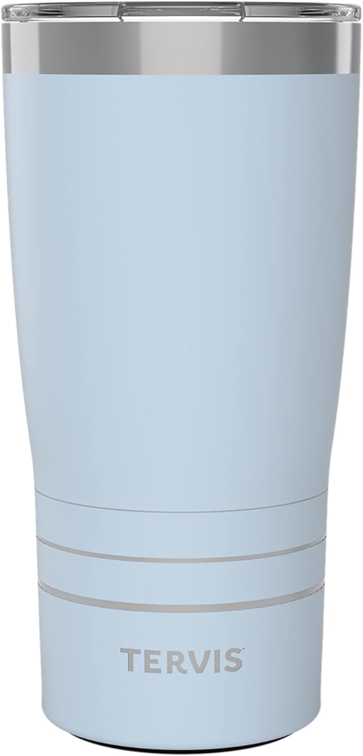 Tervis Traveler Powder Coated Stainless Steel Triple Walled Insulated Tumbler Travel Cup Keeps Drinks Cold & Hot, 20oz, Blue Moon