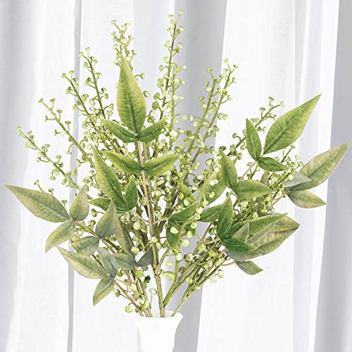 Factory Direct Craft Group of 3 Weather Resistant Green Artificial Seeded Stem Bushes (16 Inches)