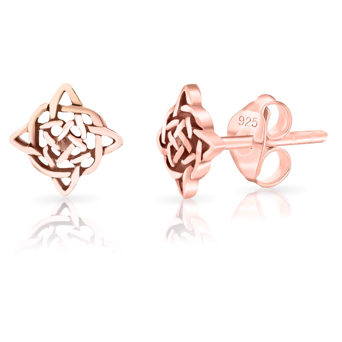 925 Sterling Silver, 24K Yellow or 18K Rose Gold Plated - TINY/VERY SMALL Fashion Studs Earrings - Celtic Four Trinity Knot or Knotwork Triangle - Diameter: 5 or 7 mm