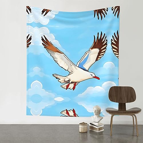 Tapisserie murale mouettes grand format rideau deco salon chambre