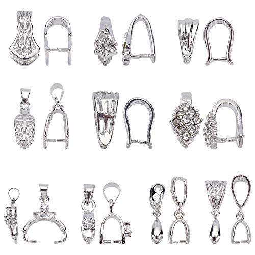 SUPERFINDINGS 40pcs Latón Pinch Bail 12x6x8 mm Platino Filigrana Rack Chapado En Latón Colgante Pinch Bails para Colgantes Collar Joyería Fabricación de Manualidades