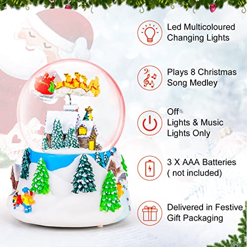 Mr.winder Musical Rotating Santa Claus Flying Over Village Glitter, Christmas Music Box Snow Globe Gift, For Girls Women Girlfriend Daughter Son Granddaughter, Xmas Present, Plays 8 Christmas Songs #TOP1