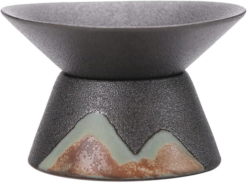 Kung Fu Tea Utensils – Ceramic Tea Cup Infuser with Mesh Sifter & Strainer for Single Serve or Teapot