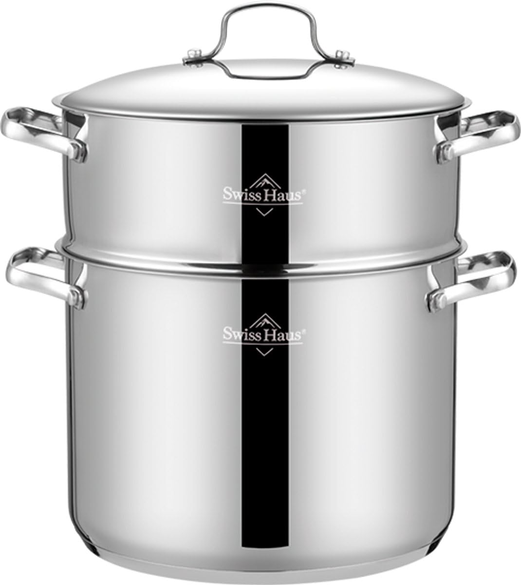 Couscoussier Zermatt Glacier Collection SH-VC24 - Tous Feux dont Induction - Acier Inoxydable 2-en-1 - Ø24cm 12L - Cuisine Saine Sans PFAS Poignées Froides
