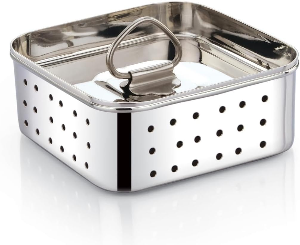 Expresso Stainless Steel Square Shape Indian Paneer/Tofu Mould Press Mould Maker (350 Ml),Silver