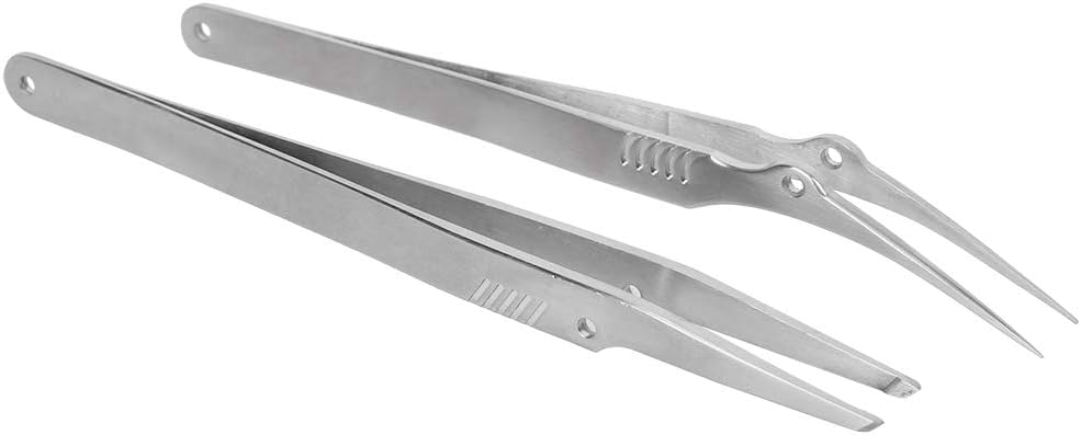 2PCS Precision Tweezers Set,Stainless Steel Tweezer,H igh Accuracy Industrial Plier ESD Anti Static Soldering Repair,for Electronics,Jewelry Making, Model, Craft