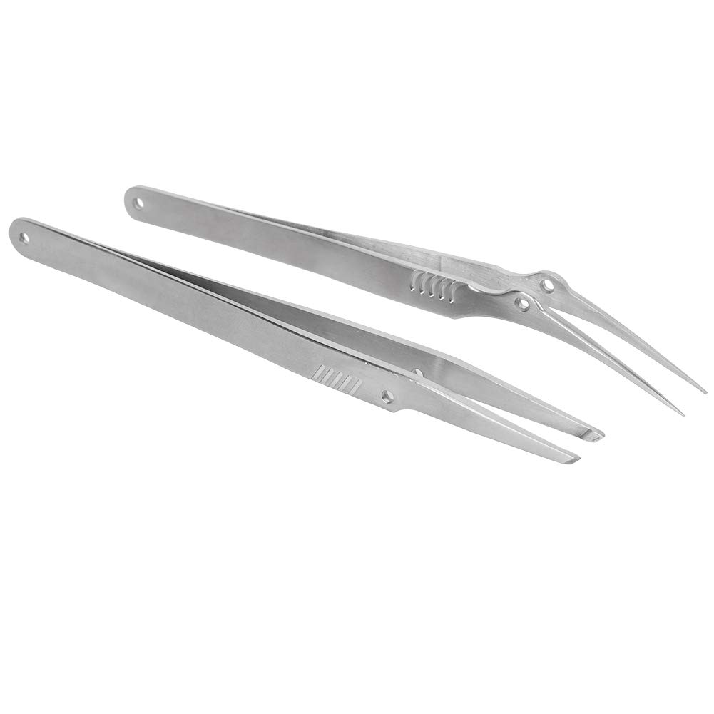 Set di pinzette di precisione di Vomeko 2pcs, pinzetta in acciaio inossidabile, riparazione di saldatura antiamatica industriale ad alta precisione