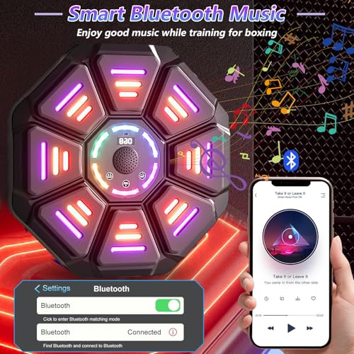 idudu Music Boxing Machine, LED Elektronische Musik Boxing Machine mit Bluetooth,9 Stufen Geschwindigkeit und Zählmodus, Geschenk Für Erwachsene und Kinder Exercise