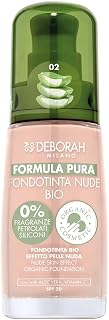 Deborah Milano Pure Formula BIO No.02 Rose Cream Foundation with Vitamin C and Aloe Vera, SPF 20, Medium Liquid Texture, for Uniform, Radiant and Velvety Skin Color