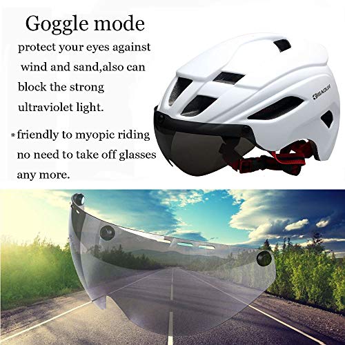 GIEADUN Men's and Women's Bike Helmets,MTB,Bicycle, Cycling Helmets cpsc Certified, Movable Lens can be resized (White)