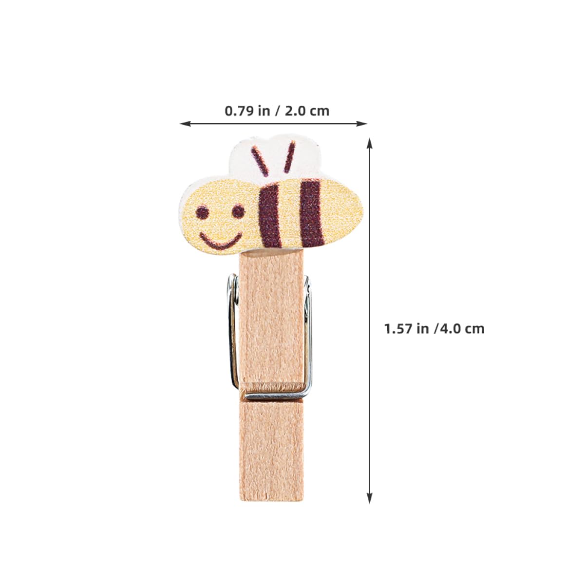 Cabilock 50PCS Mini Wooden Clips for Photos Snacks Crafts Home Decor Jute Twine Included Cute Honey Multipurpose Wooden Clips for Arts Crafts Projects