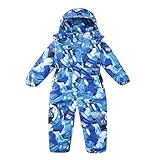 Schneeanzug Kinder Unisex, Schneeoverall Mädchen Jungen, Winddicht Wasserdicht Skianzug mit Kapuze Reißverschluss