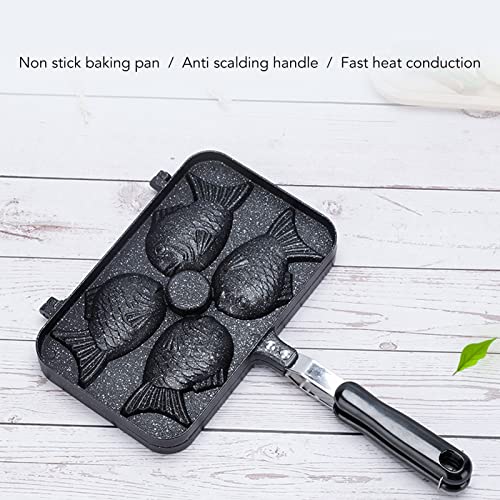 TOPINCN Taiyaki Frypan, Aluminium Alloy 4 Grids Non Stick Double Sided Taiyaki Pan Fish Shape Pot Pan - Image 2