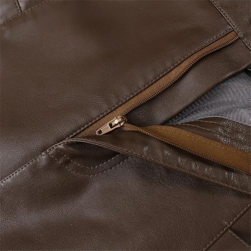 Women Pu Leather Long A-Line Skirt with Belt High Waist Elegant Midi Office Lady Skirt4