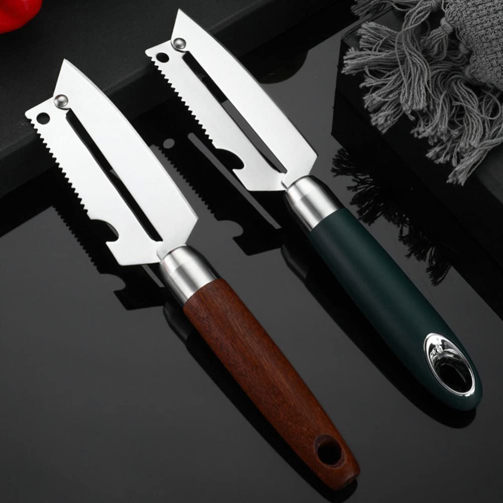 Kichvoe Pelador De Vegetales Multifuncional De Acero Inoxidable Herramienta De Pelado Para Frutas y Verduras Abrebotellas y Escalador De Pescado Diseño Ergonómico Para Uso Izquierdo y