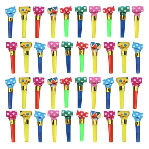 40 PCS Party Blowers, Party Poppers, Kid Whistles, Colorful Party Blowers for Kids, Family Unisex Party Blowers, Suitable for Birthday Parties, Anniversaries, Graduation Ceremonies (Color Random)