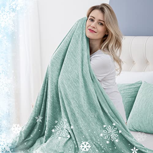 Image of CHOSHOME Cooling Blanket for Hot Sleepers Lightweight Summer Cold Thin Blankets for Sleeping, Hot Flashes Night Sweats, Soft Blanket for Bed, Full Size, Green