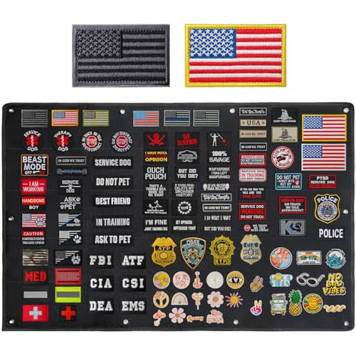 ZESION Black Tactical Patch Wall Board Collapsible Tactical Patch Display Hook and Loop Military Patches Holder (27.5x42.5)