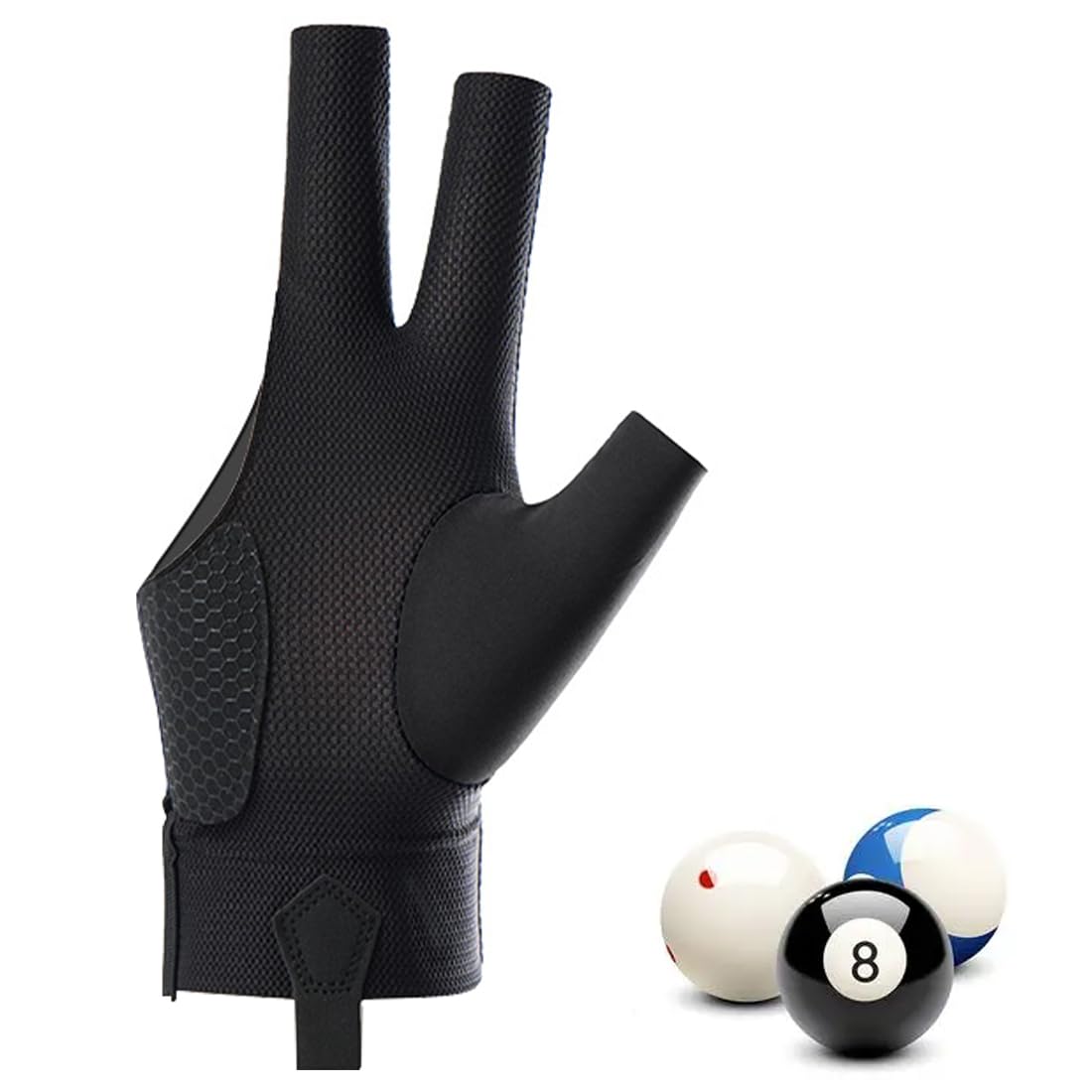 Guantes de billar Guante de billar de 1 pieza, guante de billar para mano derecha, guante de taco de billar, guante de billar antideslizante, guante de billar ajustable (negro)