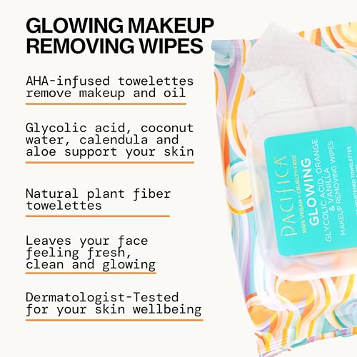 Image of Pacifica Underarm Deodorant Wipes & Makeup Remover Face Wipes Bundle - Aluminum-Free Odor Control & Facial Cleansing Towelettes, 2-Pack (30ct Each, 60 Total) - Vegan, Cruelty-Free Travel Essentials