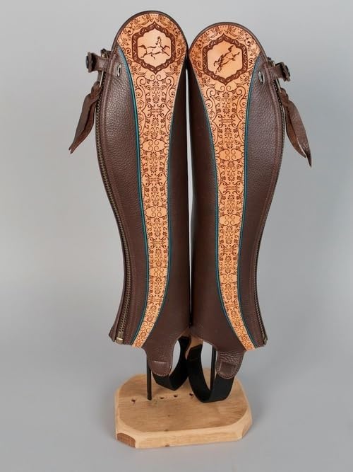 Unisex Soft Leather Leg Protector Horse Chaps Half Chaps Zip-Up Pair Child-Adult Size in Variation, Image, Description, C14