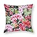 1 funda de cojín decorativa con flores pintadas a mano, fundas de almohada cuadradas de poliéster suave de 80 x 80 cm