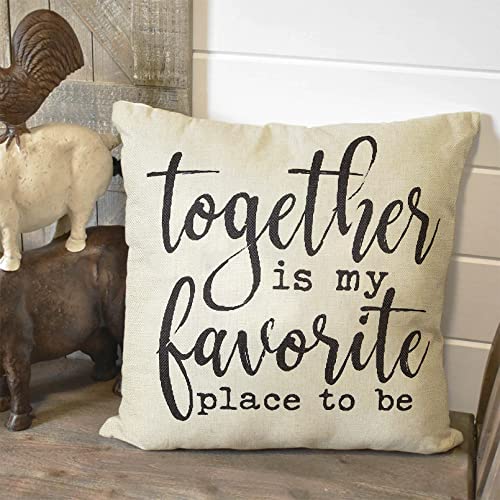 Fahrendom Rustic Decoration Together Is My Favorite Place To Be Farmhouse Décor Sweet Home Sign Cotton Linen Home Decorative Throw Pillow Case Cushion Cover With Words For Sofa Couch 18 X 18 In #TOP6