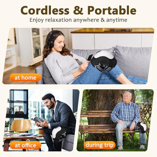 Electric Heated Knee Massager, Kneading Heating Pad, 5000mAh Battery, Cordless & Portable, Relaxation & Stress Relief, Gift for Men & Women, Black, 1 Pack - Image 6