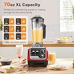 Blender, 28000 RPM 1800W Powerful Countertop Blenders for Kitchen, 70oz Large Capacity Blender for Smoothies, Ice Crushing, Frozen Fruits with 1-5 Min Timer & Multiple Speeds - Includes To-Go Cup, Red - Image 2