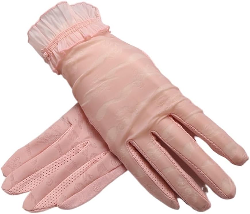 Gloves Ladies Thin Section Breathable Driving Riding Lace Touch Screen Ice Silk Spring Autumn(E)