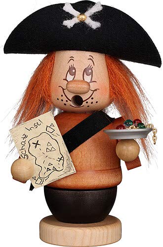 Fumeur Christian Ulbricht Mini Gnome Pirat statuette encens bois 14 cm 5.5"