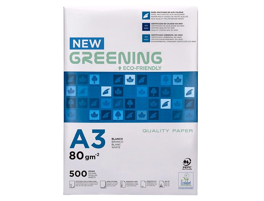 Greening FSC - Papel Universal A3, 80 g/m², 2500 hojas. 163729