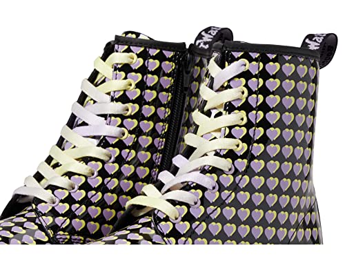 Image of Dr. Martens 1460 Lace Up Fashion Boot (Big Kid) Heart Overlay Patent Lamper 5 UK (US 6 Big Kid) M