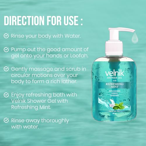 Image of Shower Gel With Refreshing Mint Gentle Cleansing Hydrates Refreshment Skin Body Wash for Women & Men with Skin Conditioners for Radiant Glow & Moisturised Suitable for All Skin Types 250ml