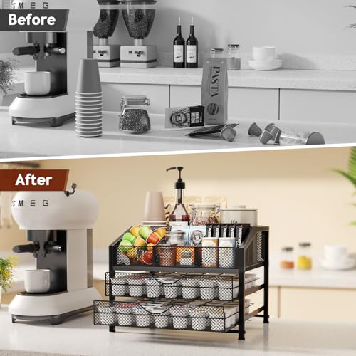 image for Homsorout Coffee Bar Organizer - Coffee Station for Countertop, Metal 
